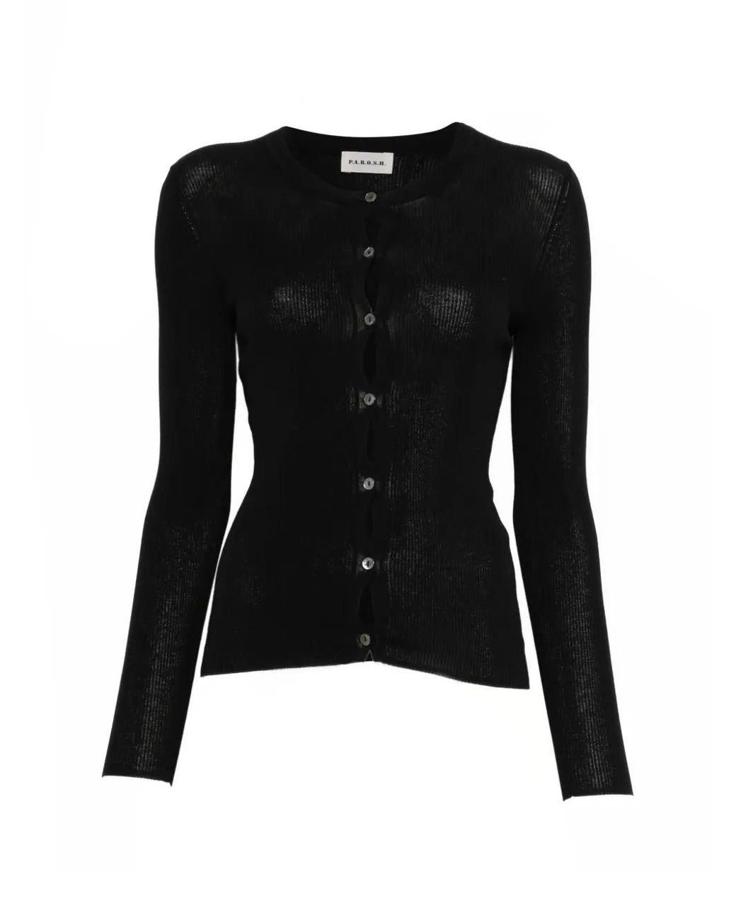 P.A.R.O.S.H. Black Ribbed Cardigan