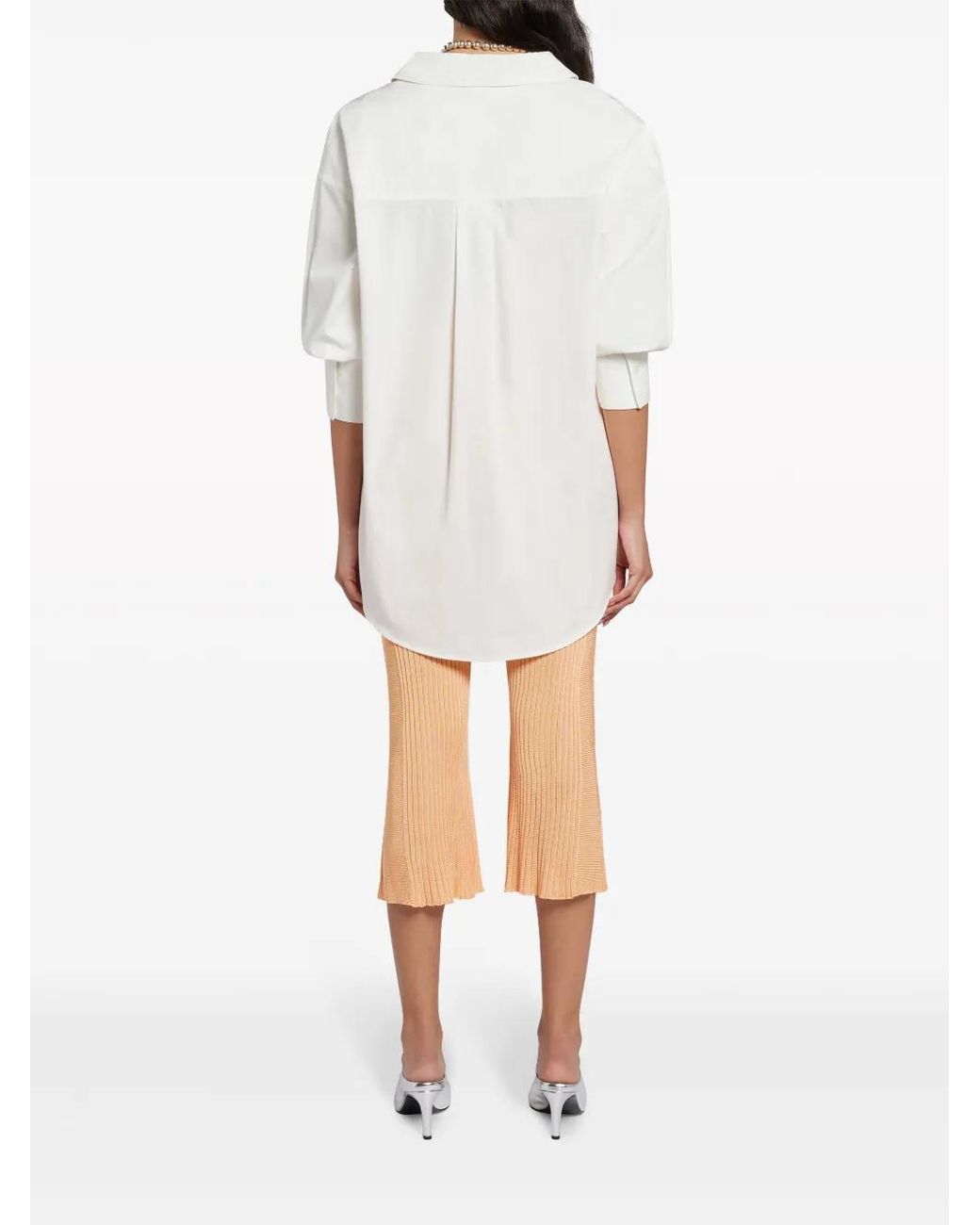 Jil Sander Natural Ribbed-Panel Cropped Trousers
