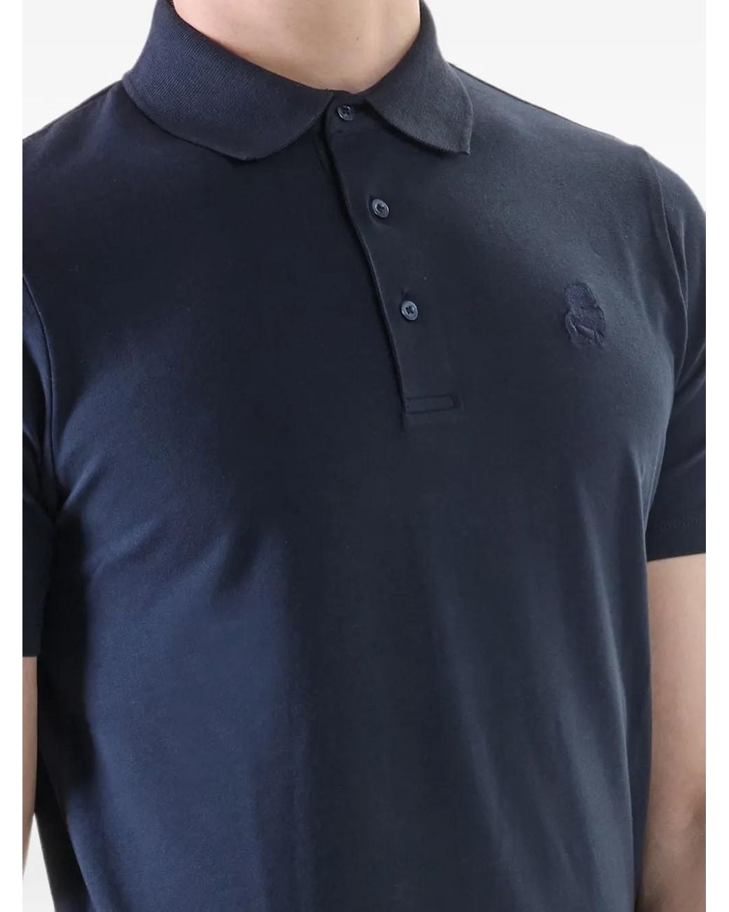Karl Lagerfeld Blue Karl Kameo Embroidered Polo Shirt for men
