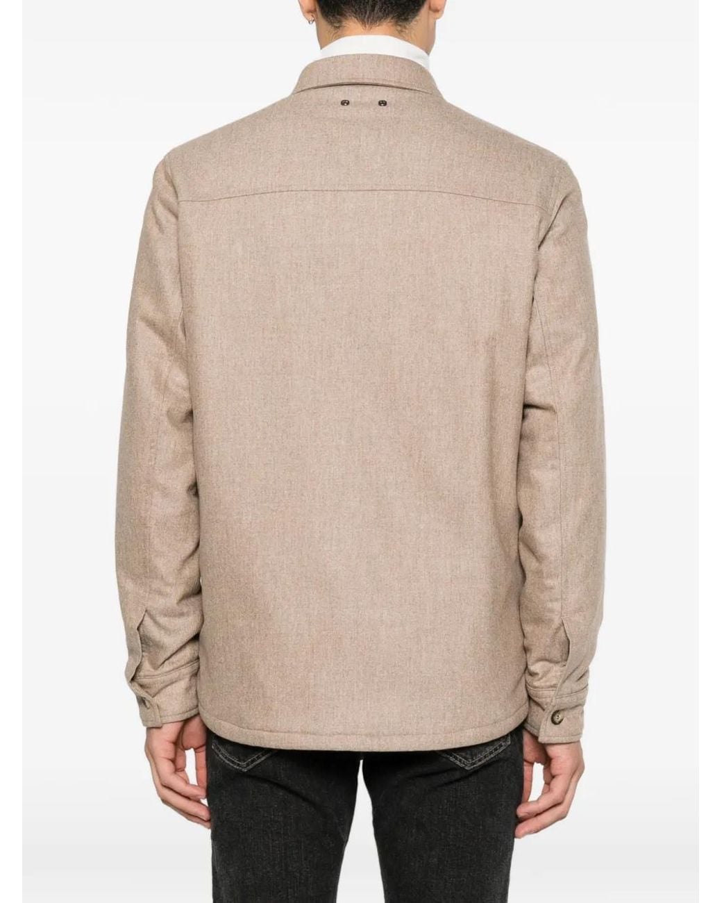 Jacob Cohen Natural Button-Up Chest-Pocket Shirt Jacket for men