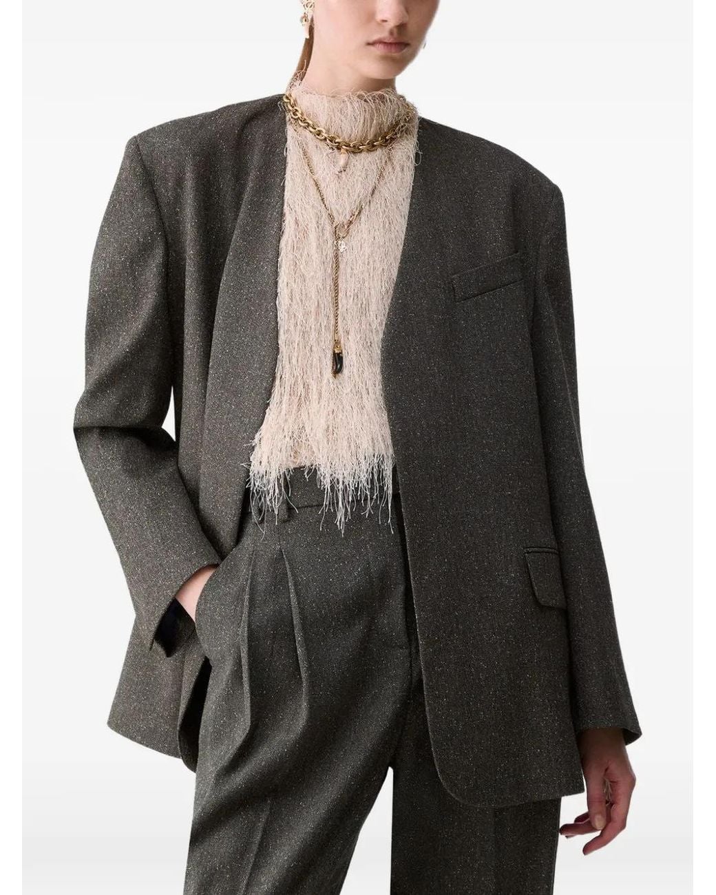 Liu Jo Black Tweed Jacket With Belt