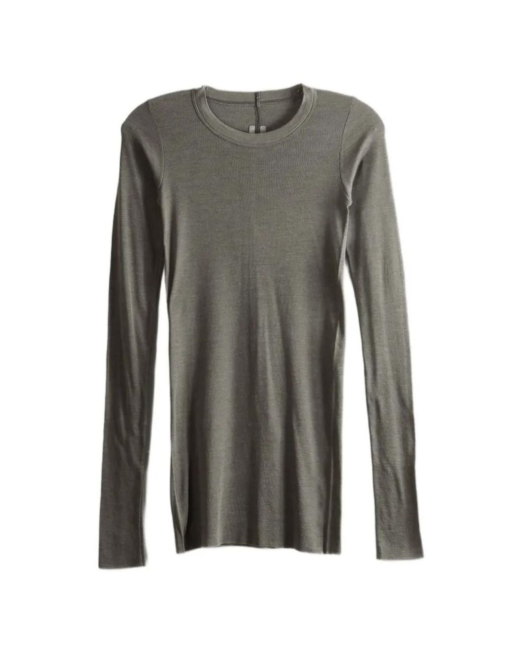 Rick Owens Gray Ribbed Ls T-Shirt