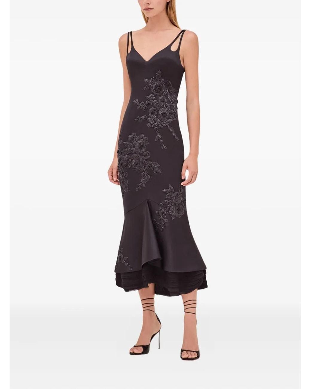 Alexis Black Raquel Embroidered Mermaid Dress