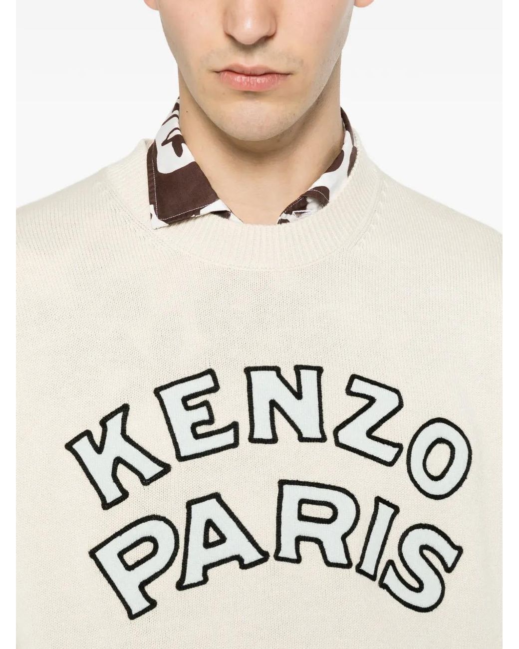 KENZO White Crew Neck Sweater for men