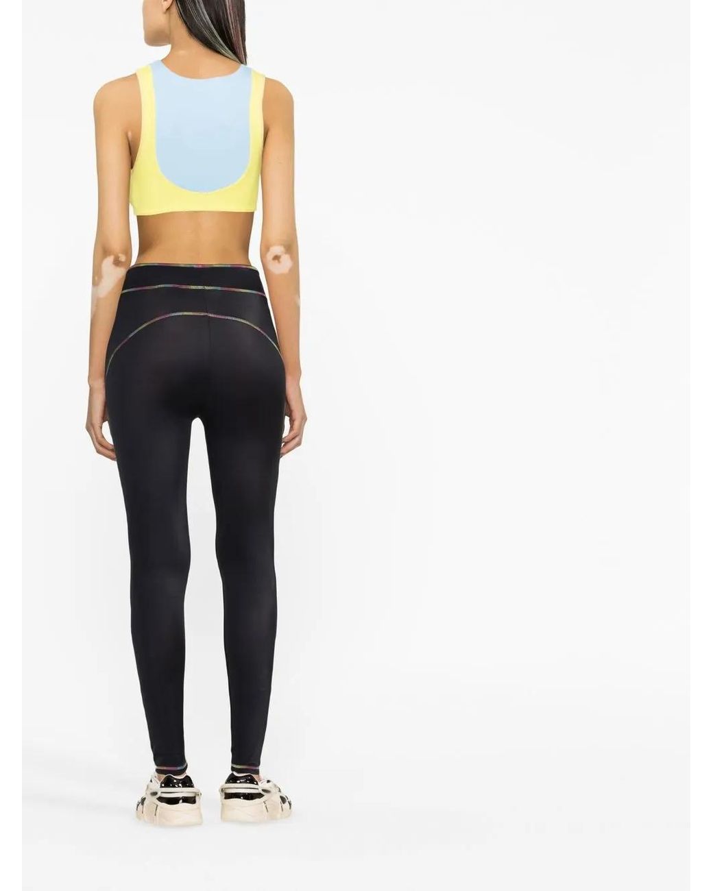 Palm Angels Black Miami Rainbow-stitch leggings
