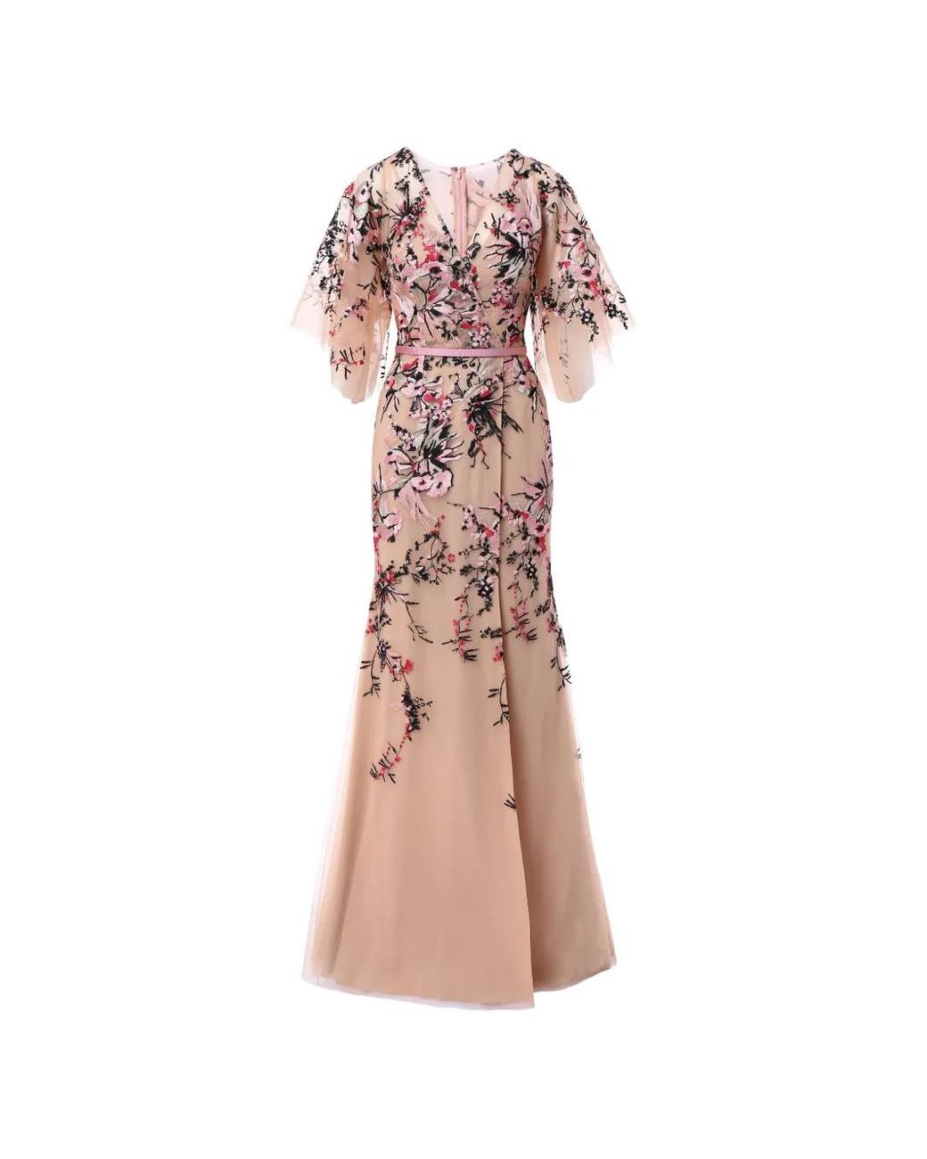 Rami Al Ali Pink Embroidered Overlap Maxi Dress