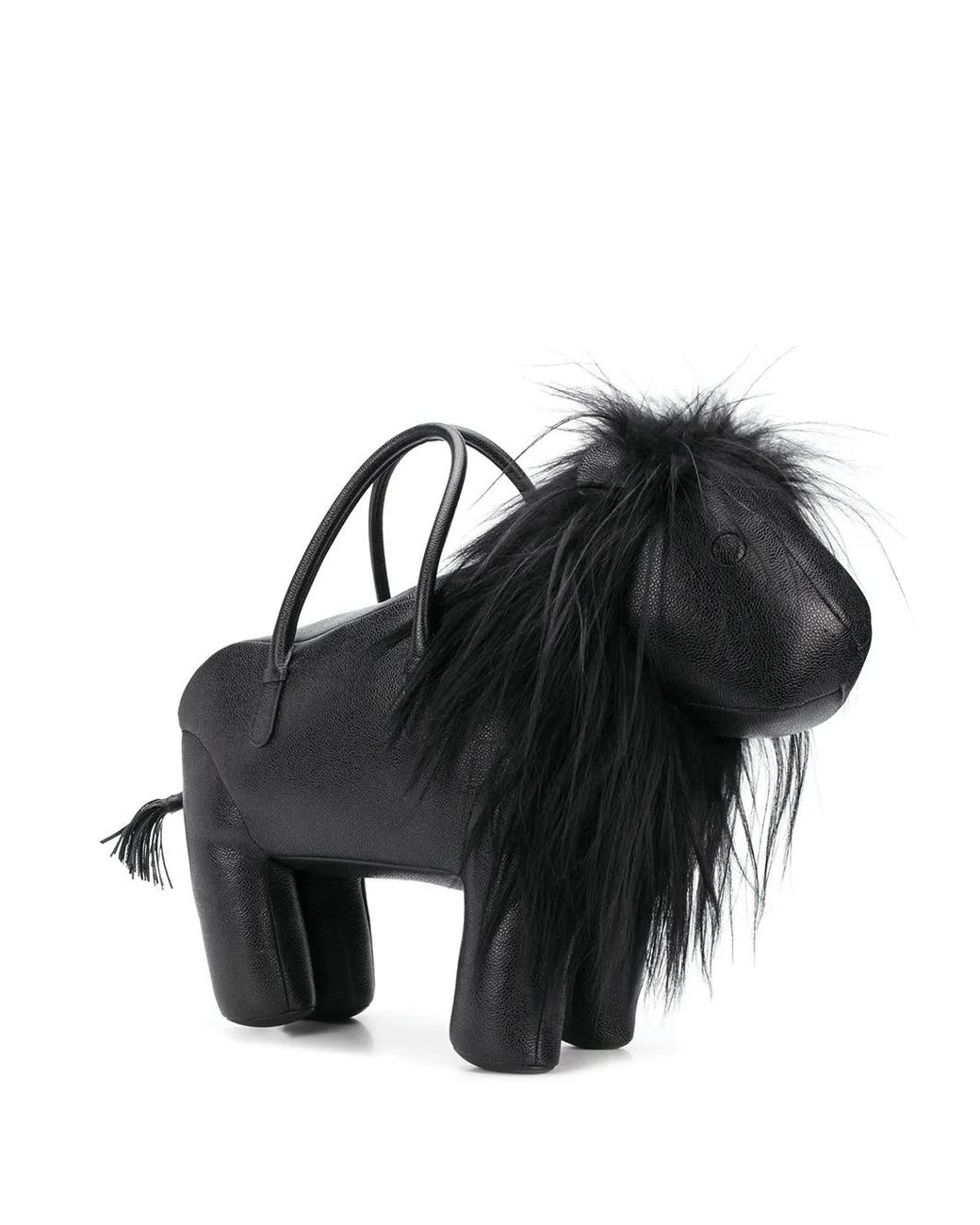 Thom Browne Black Lion Pebbled Leather Tote Bag