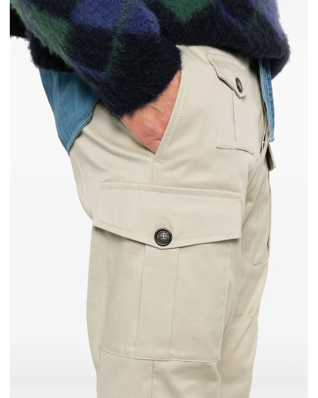 DSquared² Natural Logo-Plaque Cargo Pants For for men