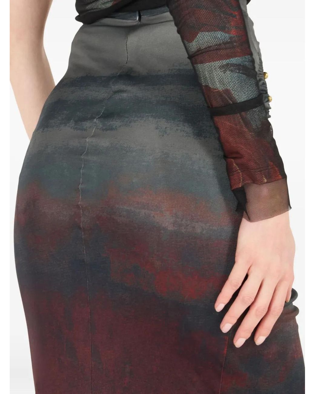 Roberto Cavalli Gray Tassel-Embellished Drawstring Skirt