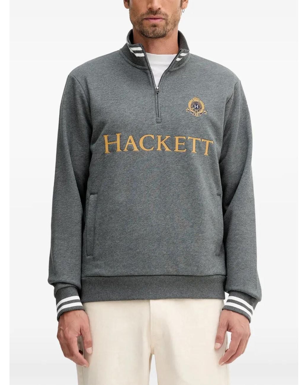 Hackett Gray Half-Zip Sweatshirt for men
