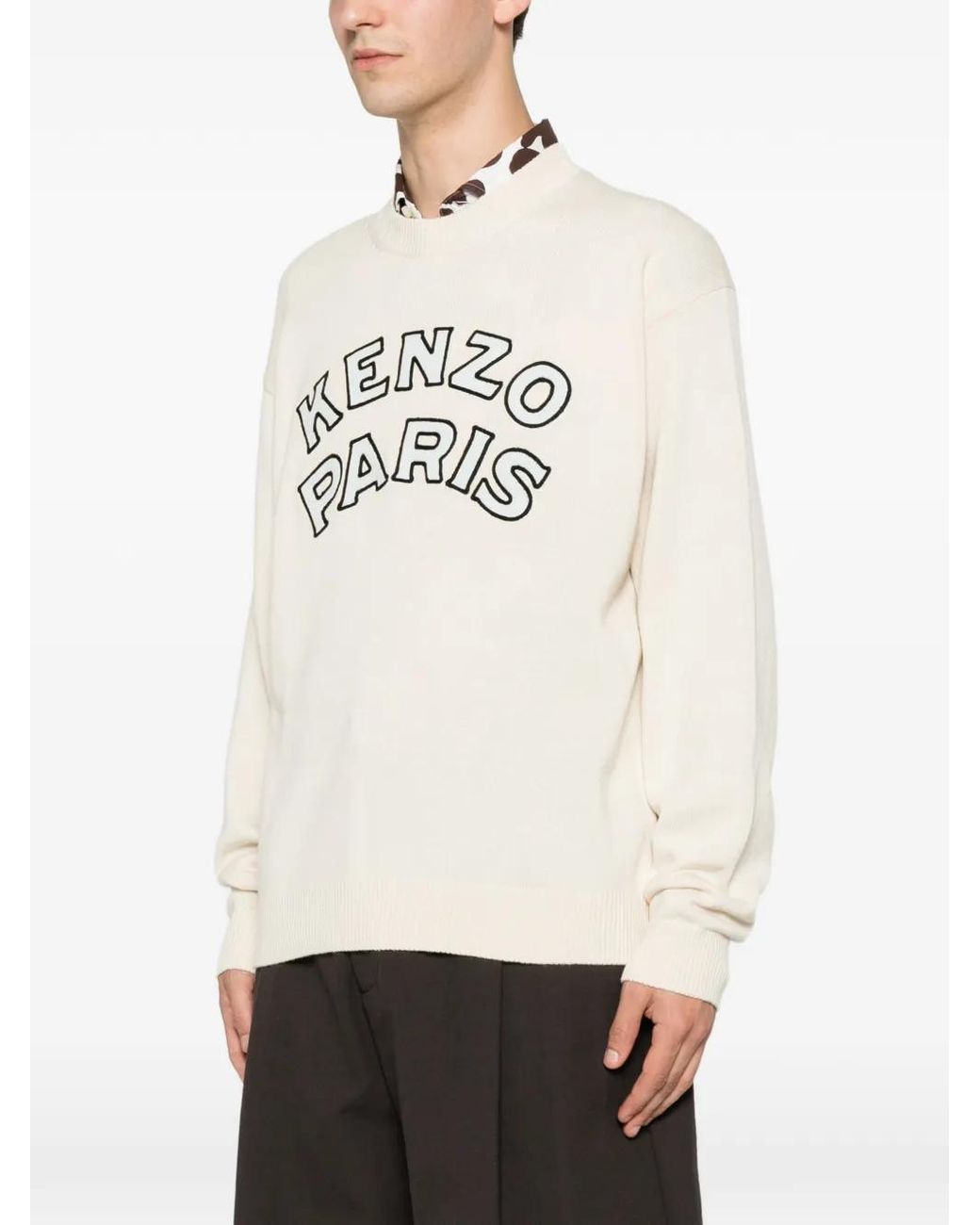 KENZO White Crew Neck Sweater for men