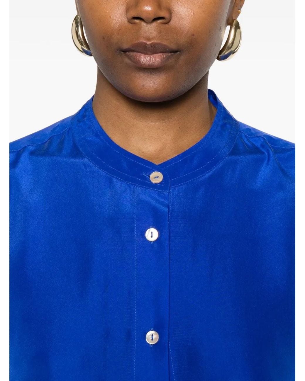 P.A.R.O.S.H. Blue Robe Mi-Longue À Boutonnière