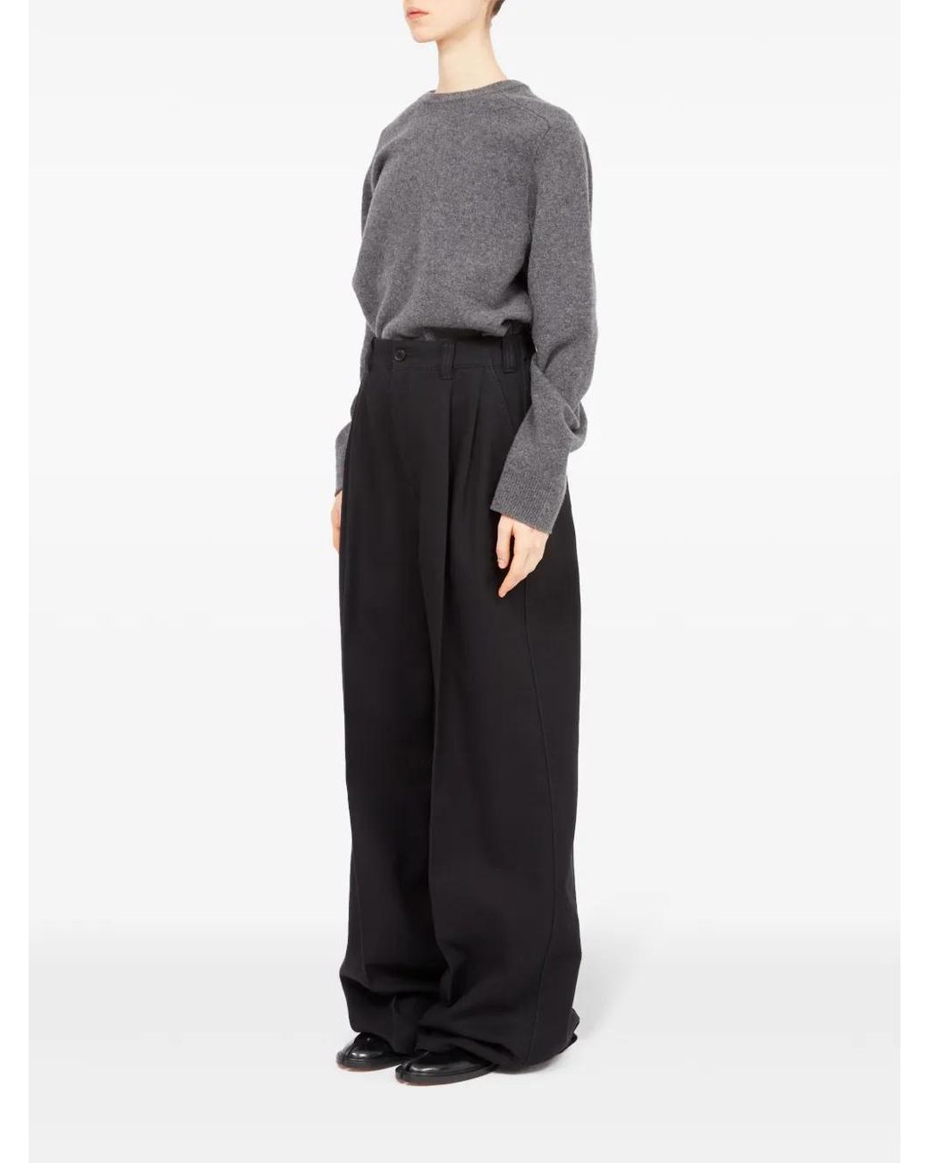 Maison Margiela Black Pleated Wool Trousers