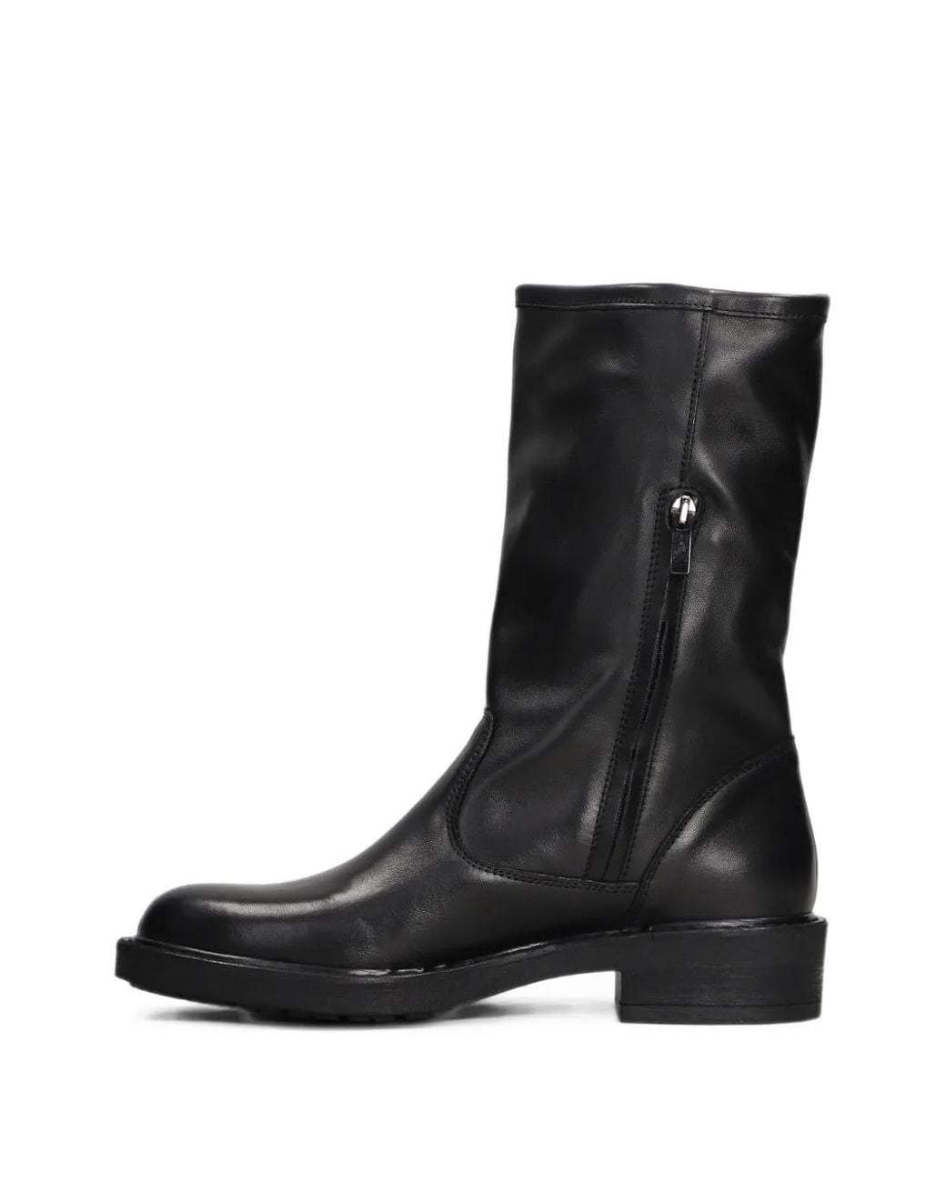 METISSE Black Buckle-Detail Leather Biker Boots