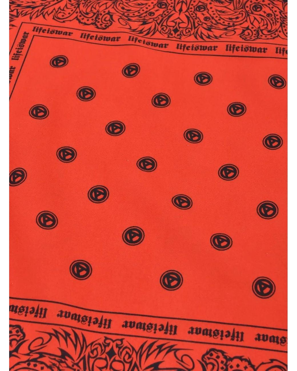 lifeiswar Red Paisley-Print Logo-Print Bandana for men