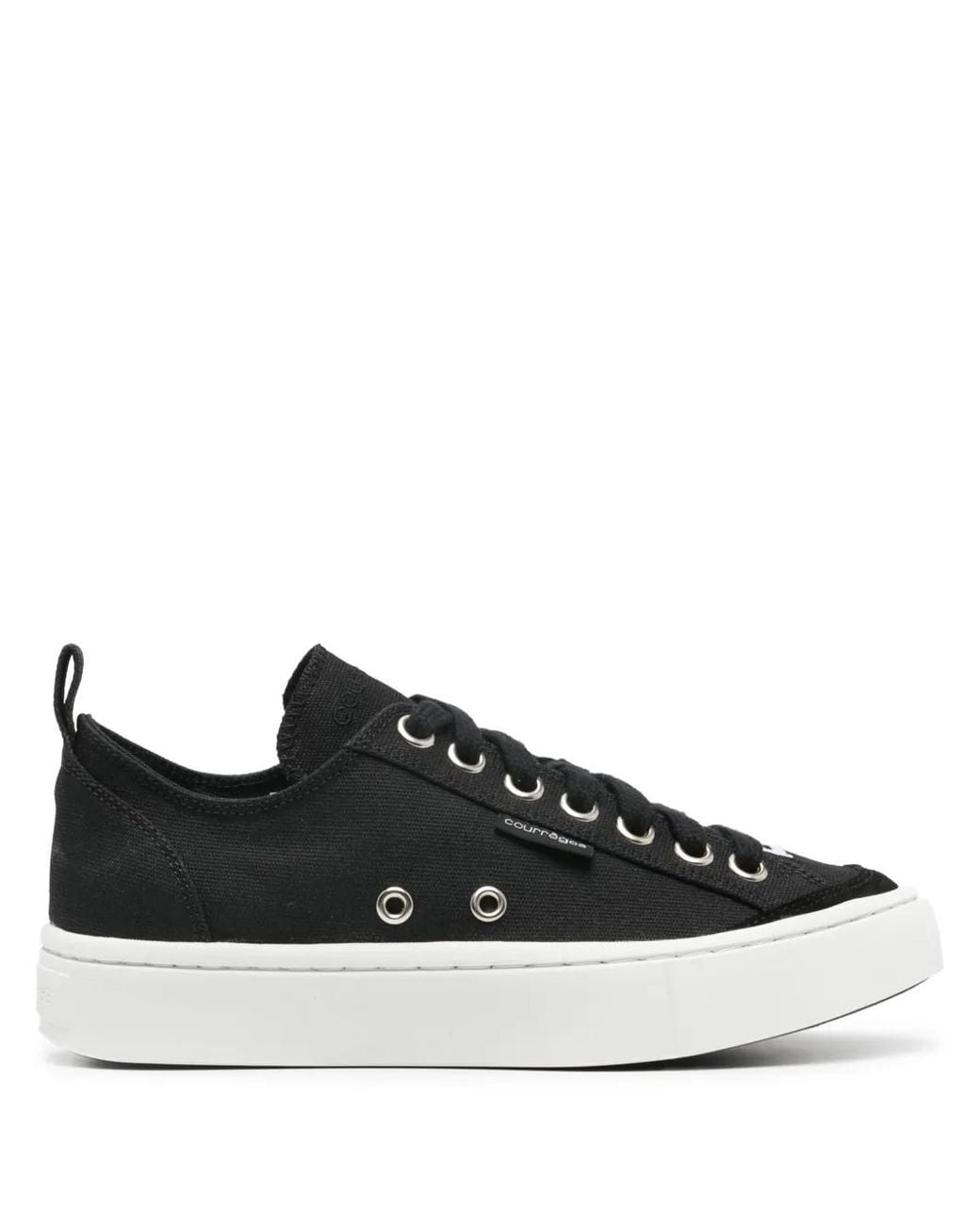 Courreges Black Canvas 01 Embroidered-Logo Sneakers