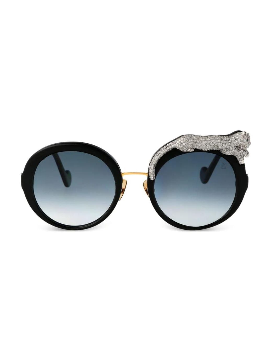 Anna Karin Karlsson Blue Crystal-Embellished Round Sunglasses