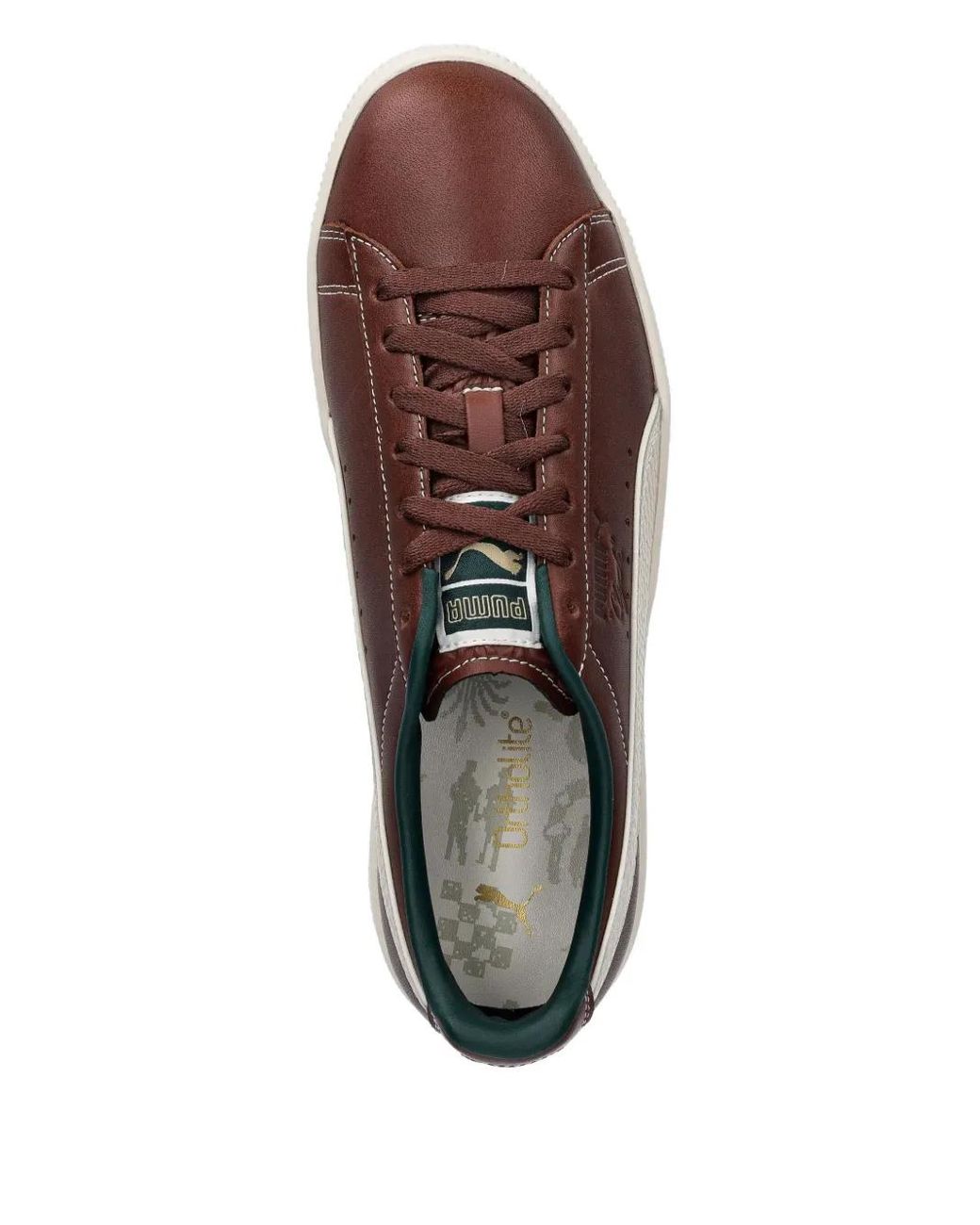PUMA Brown Clyde Leather Lace-Up Sneakers for men