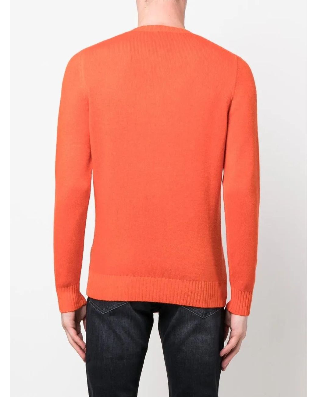 Malo Orange Round-Neck Knit Jumper for men
