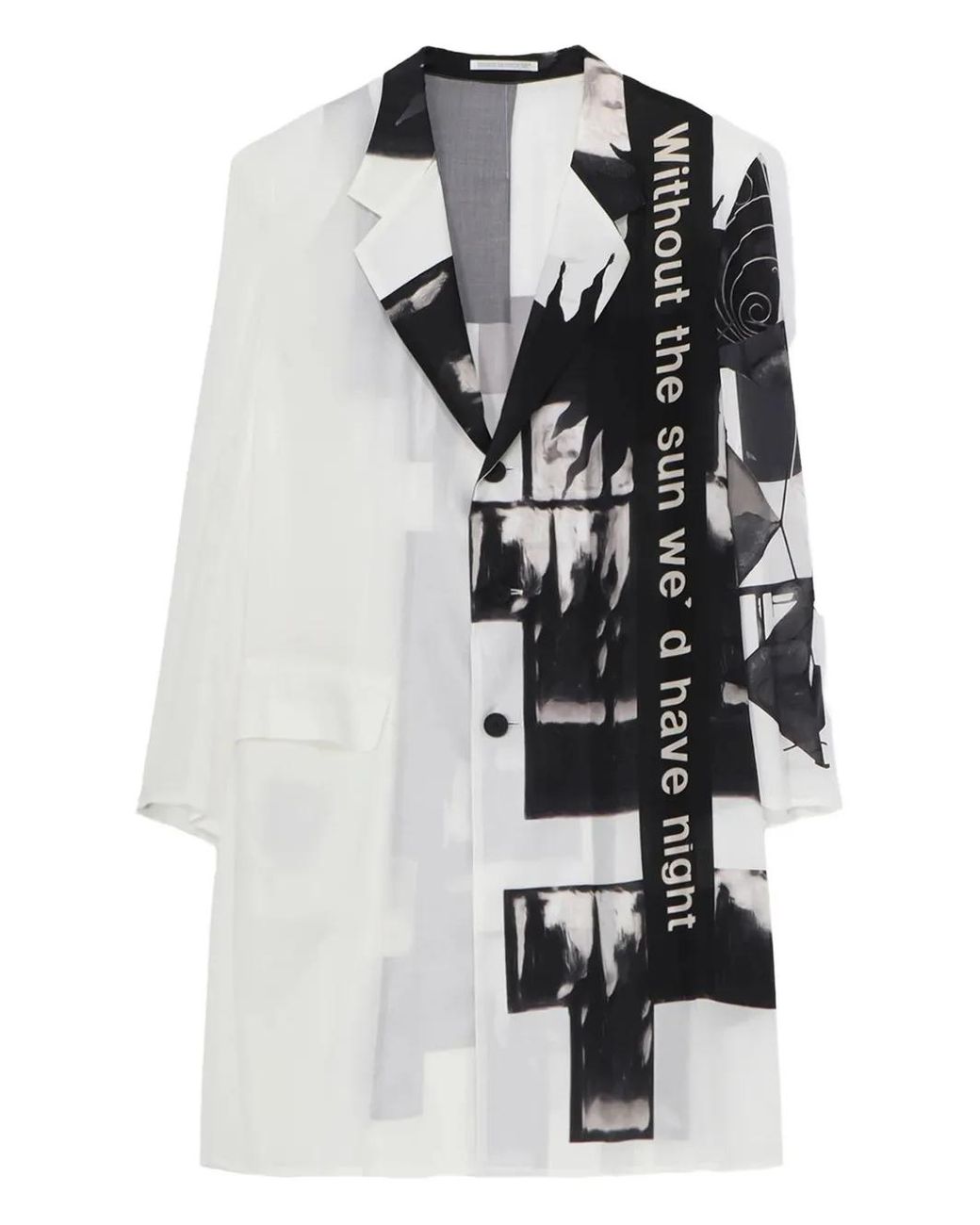 Yohji Yamamoto White Abstract-Print Coat for men