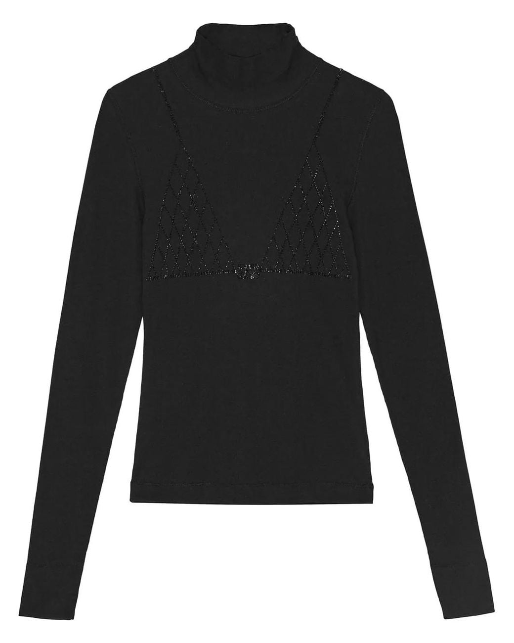 Ganni Black Roll-Neck Top