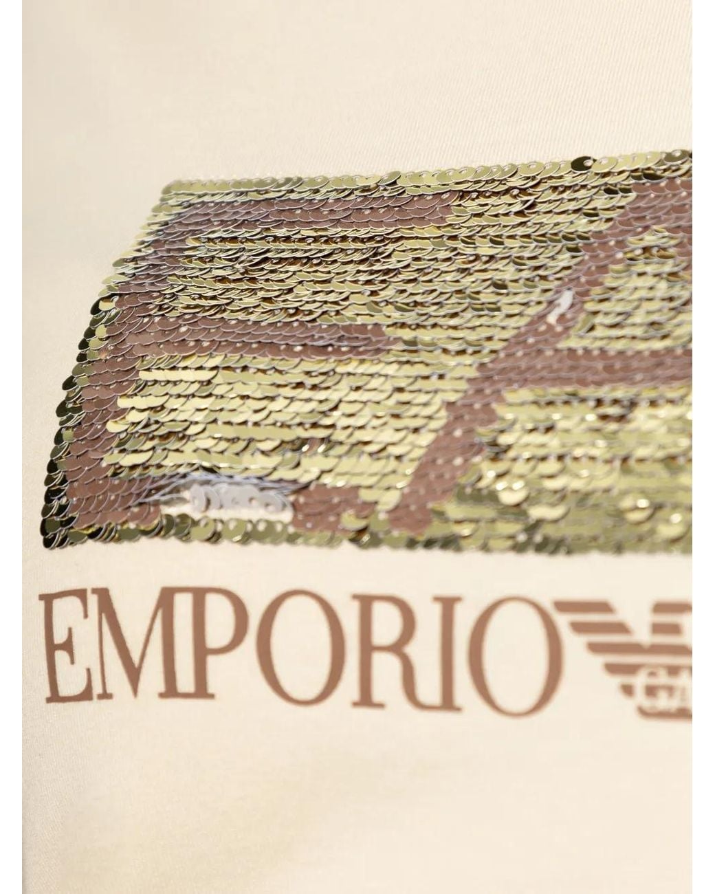 EA7 Natural Sequin-Logo T-Shirt