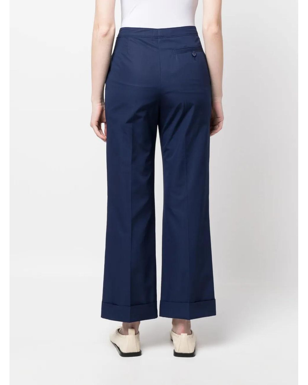 Aspesi Blue Cropped Flared Trousers