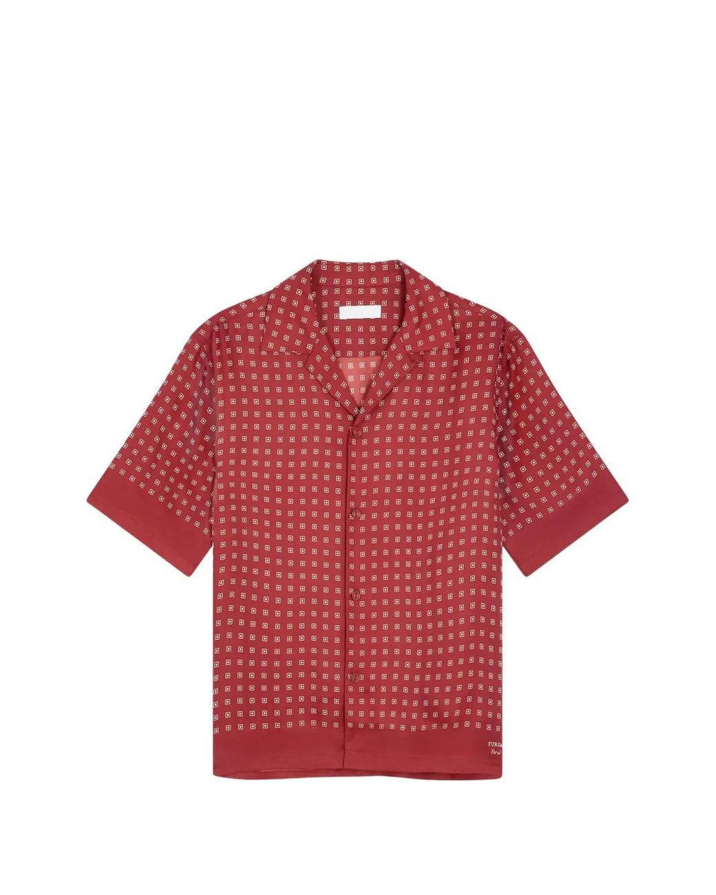 Fursac Red Geometric-Pattern Short-Sleeve Shirt for men