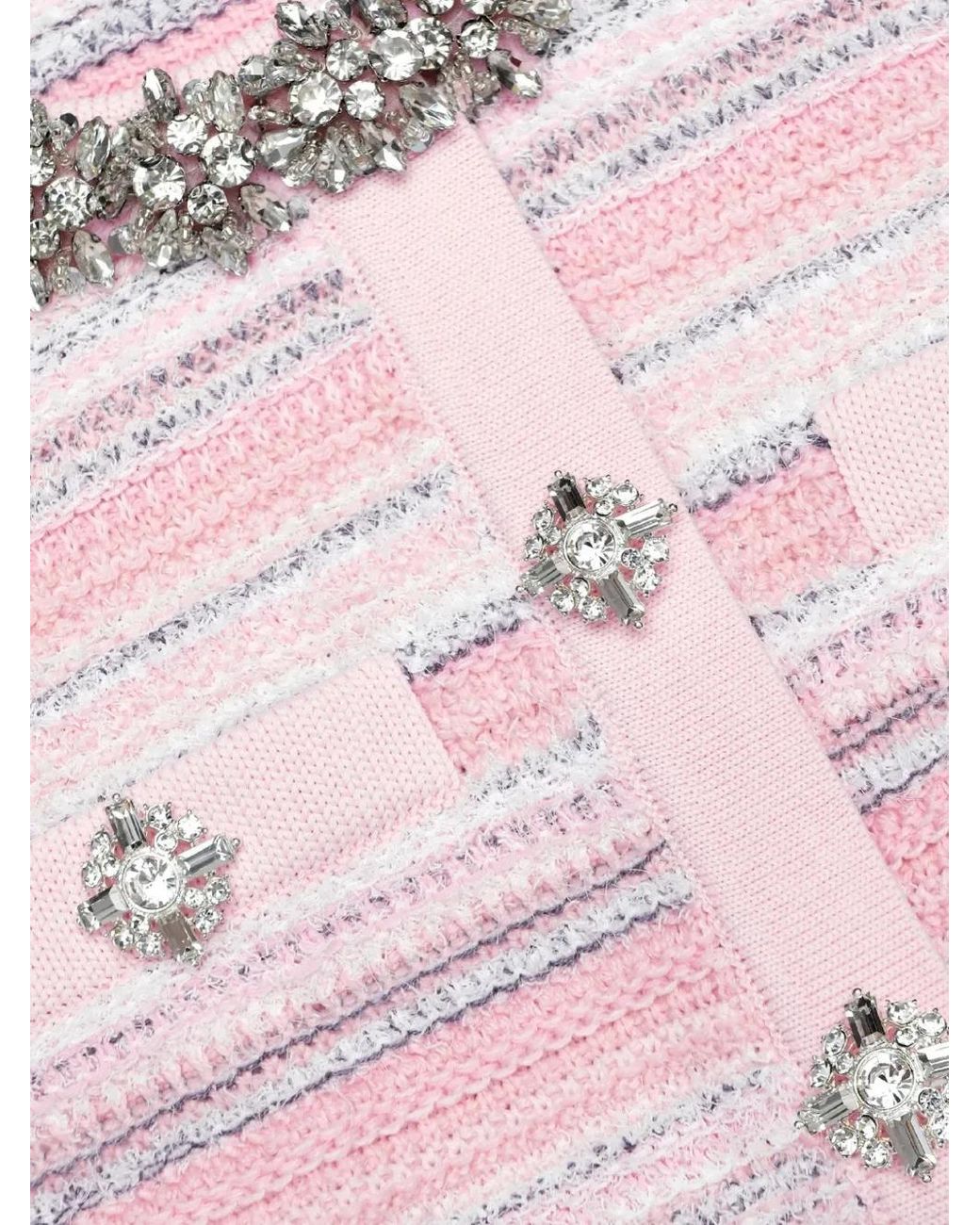 Self-Portrait Pink Textured Knit Mini Dress