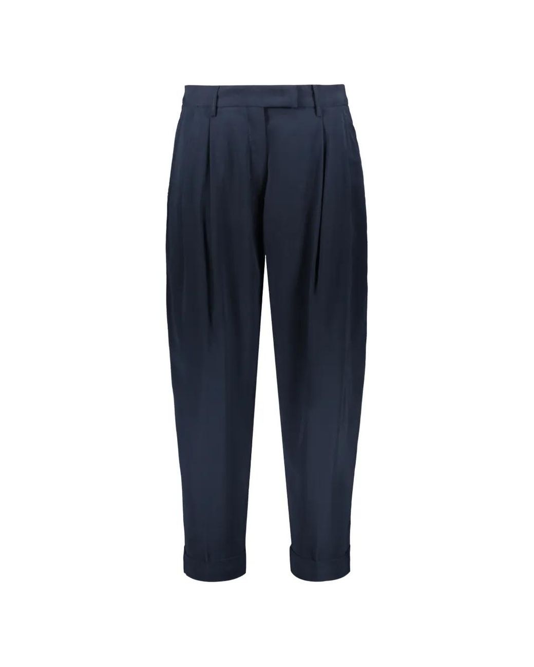 Moorer Blue Pleated Turn-Up Trousers