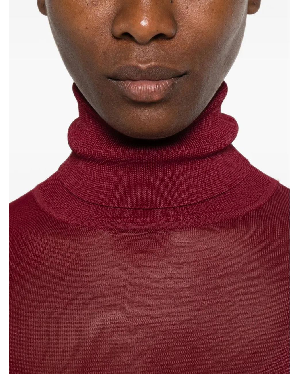 Zimmermann Red Fine-Knit High-Neck Sweater