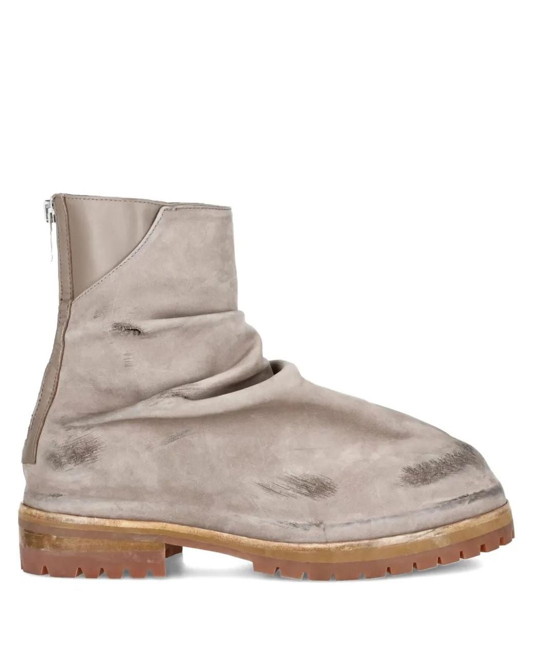424 Natural Distressed Leather Boots for men