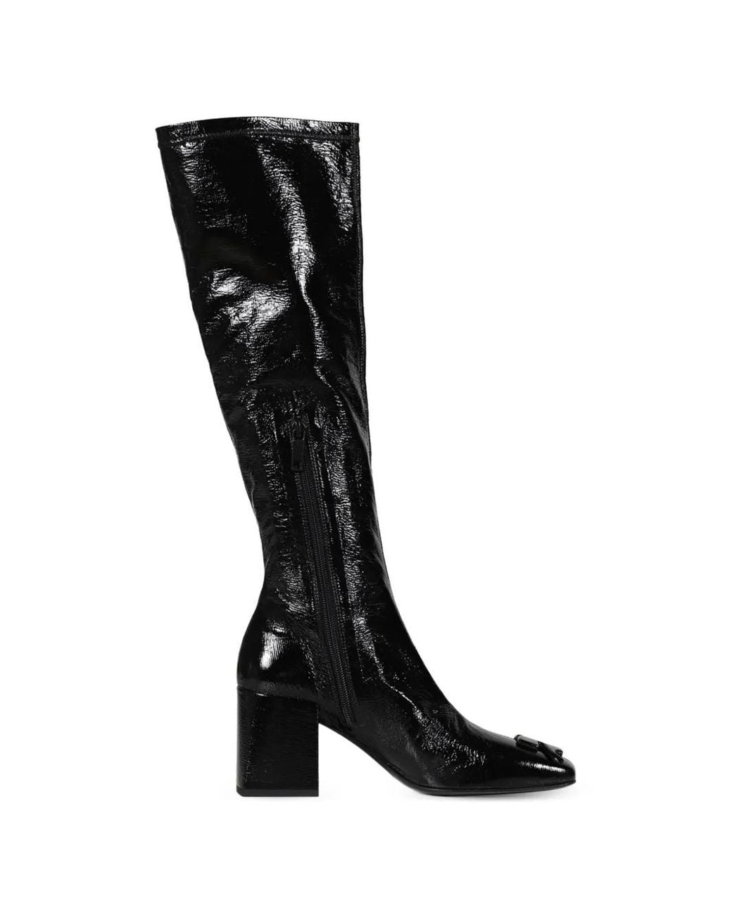 Courreges Black Reedition Vinyl Knee-High Boots
