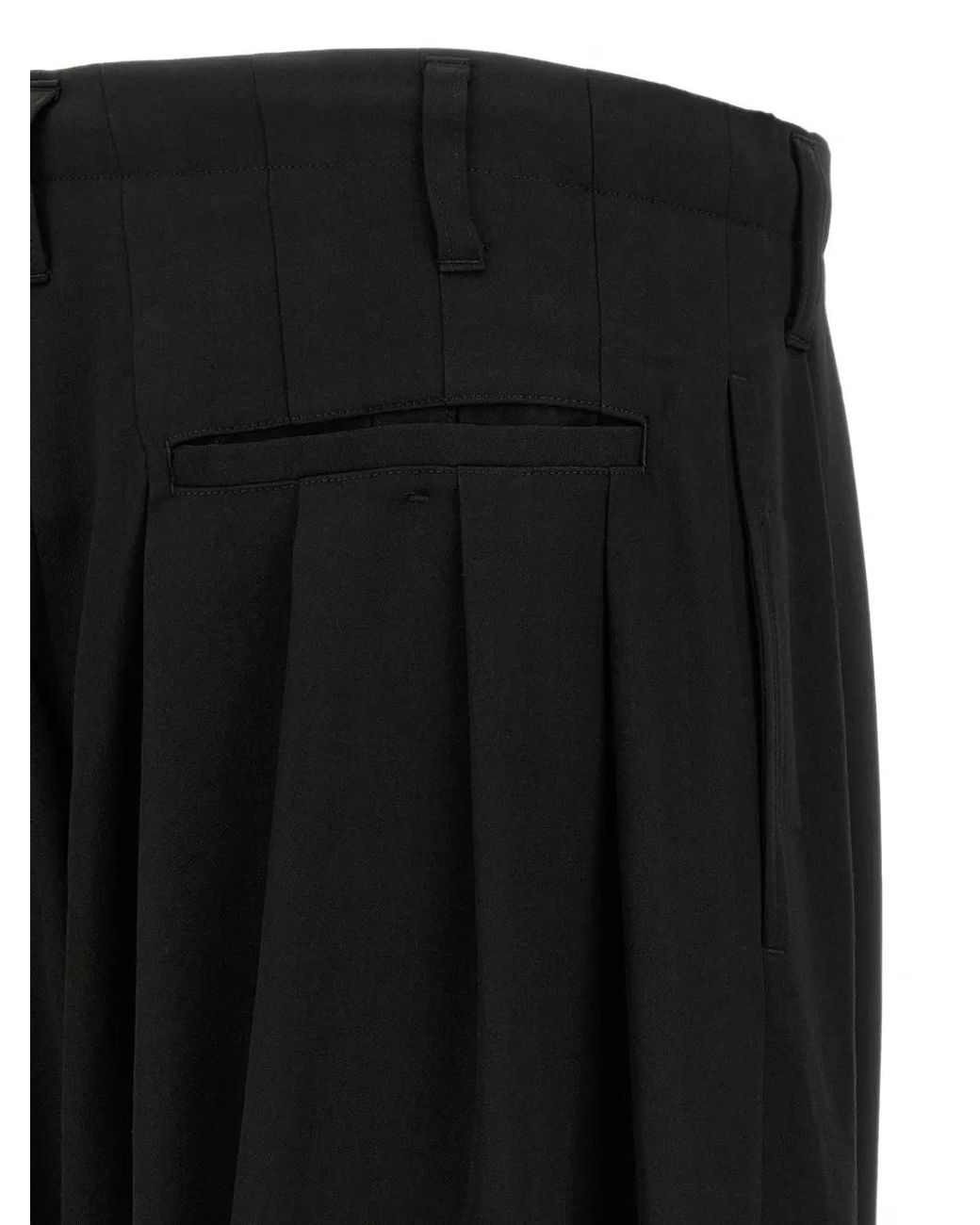Yohji Yamamoto Black Pleated Drawstring Trousers for men