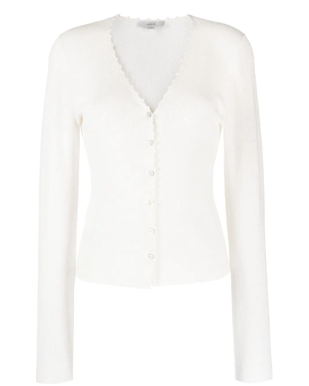 Vince White Crochet-Trim Linen-Blend Cardigan