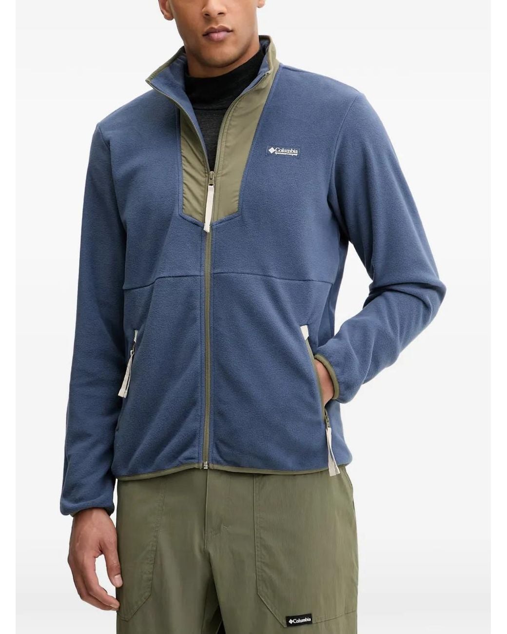 Columbia Blue Sequoia Grove Logo-Patch Zip-Up Jacket for men