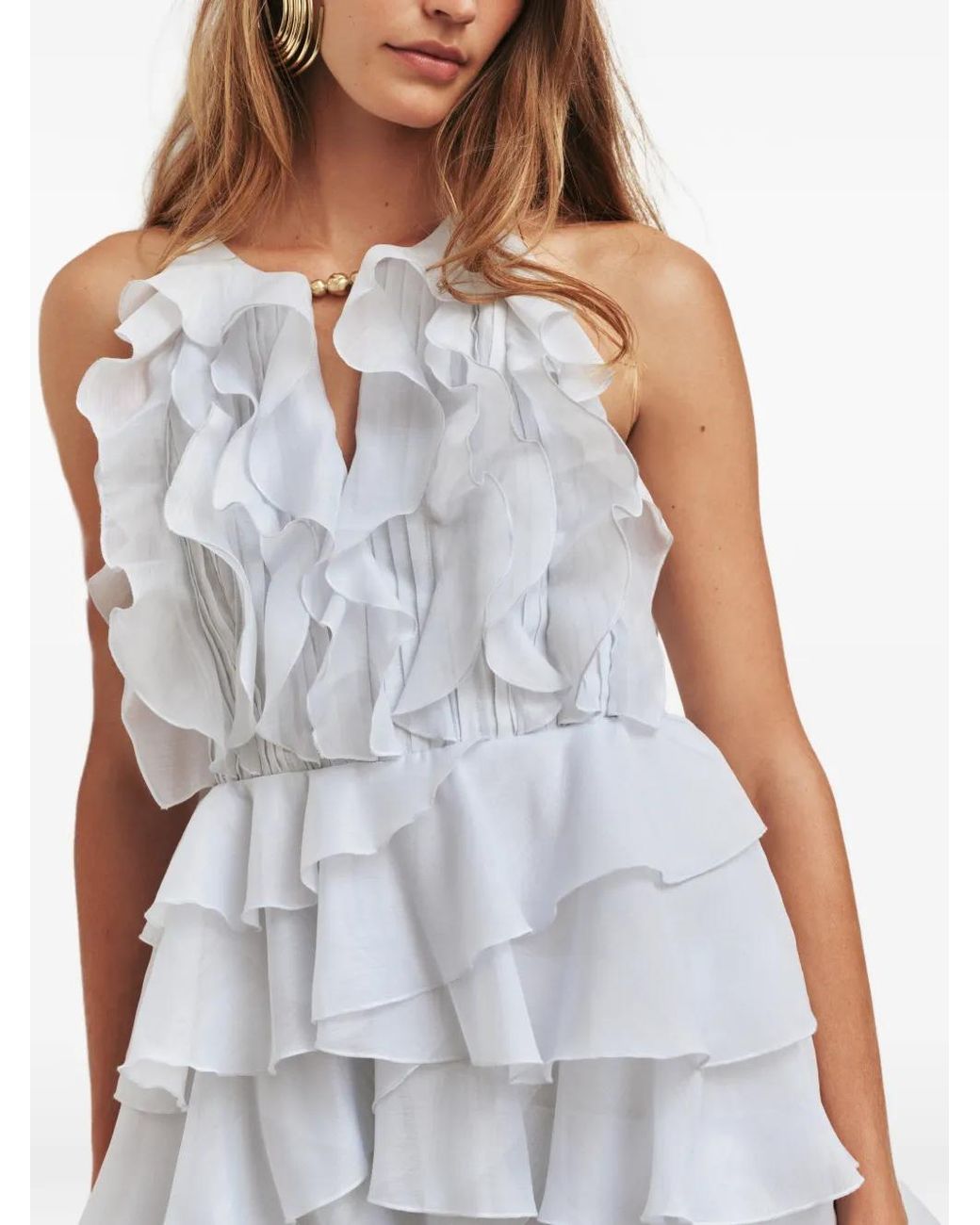 Aje. Cleo Ruffled Tiered Mini Dress in Blue | Lyst