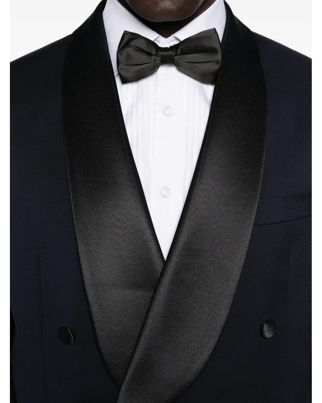 Luigi Bianchi Blue Double-Breasted Satin-Trim Suit for men