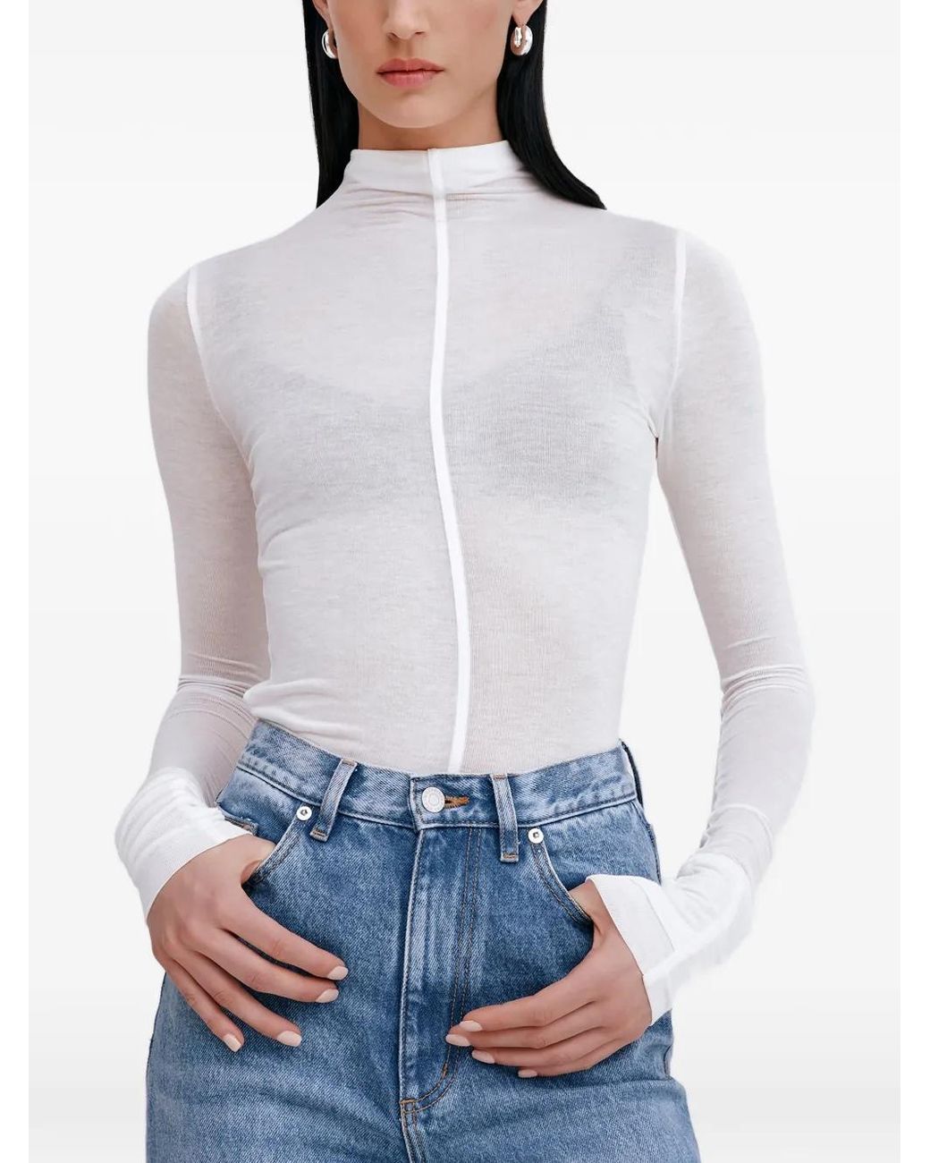 MARCELLA White Alicia Turtleneck Top