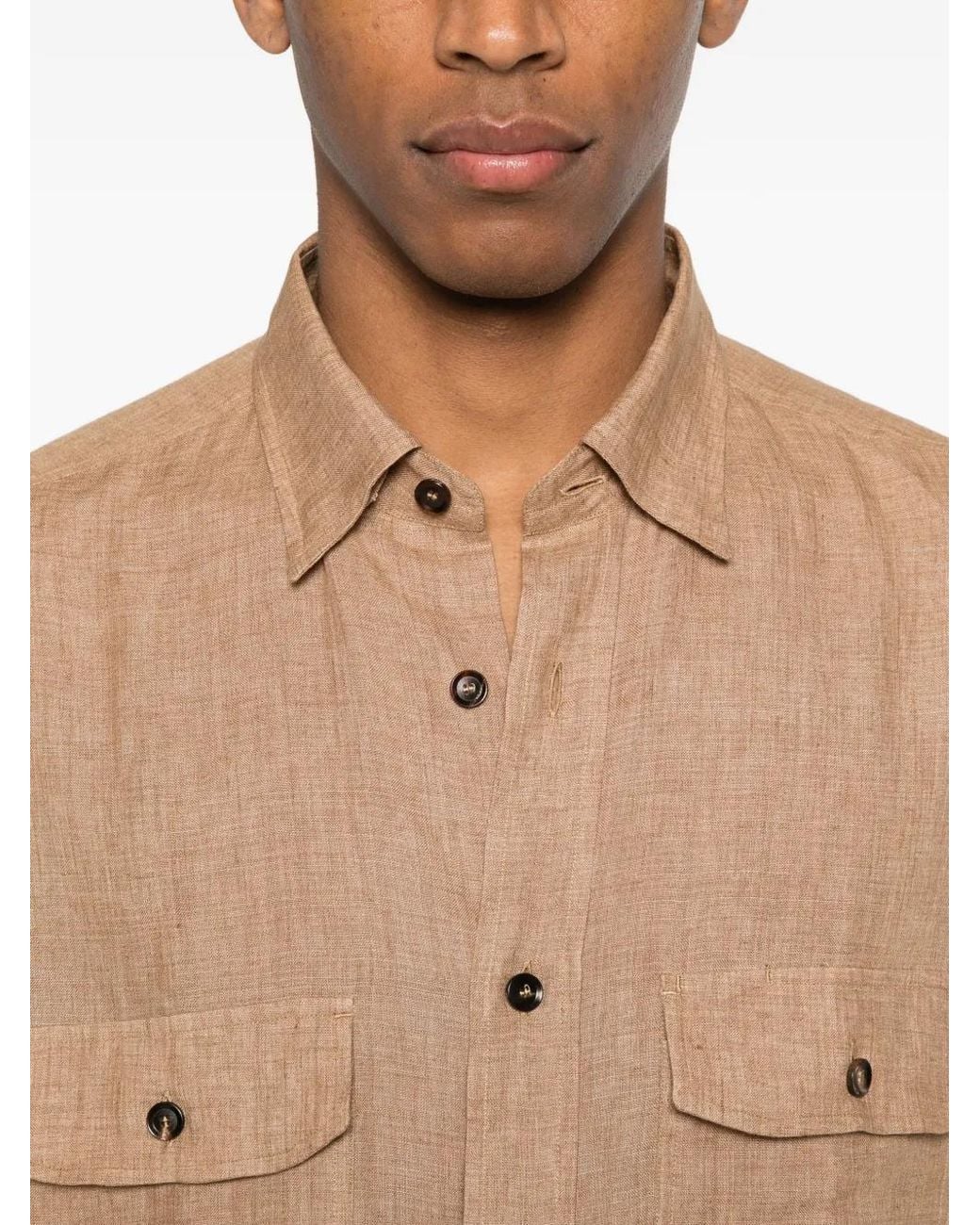 Brioni Natural Chest-Pocket Shirt for men
