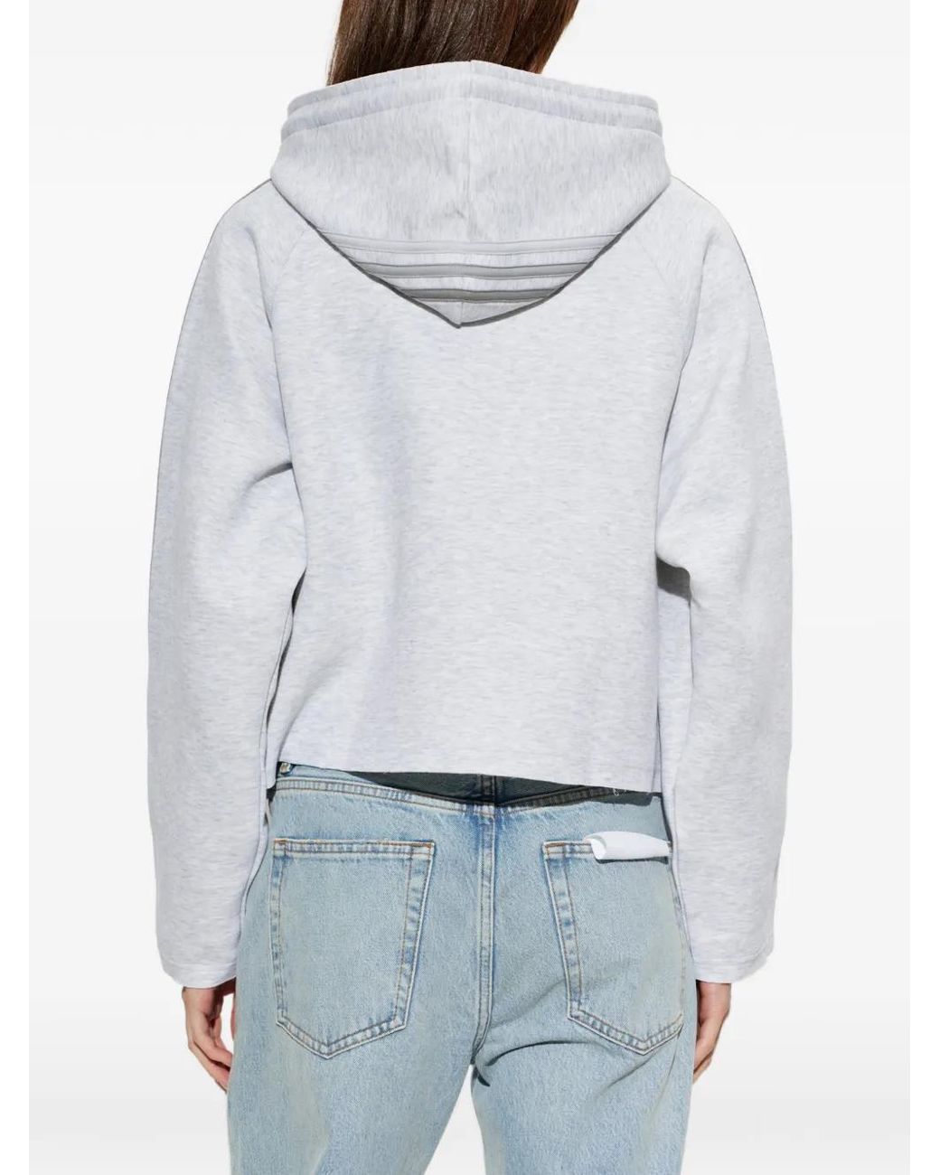 Adidas Gray Hoodie 3-Stripes À Logo Brodé