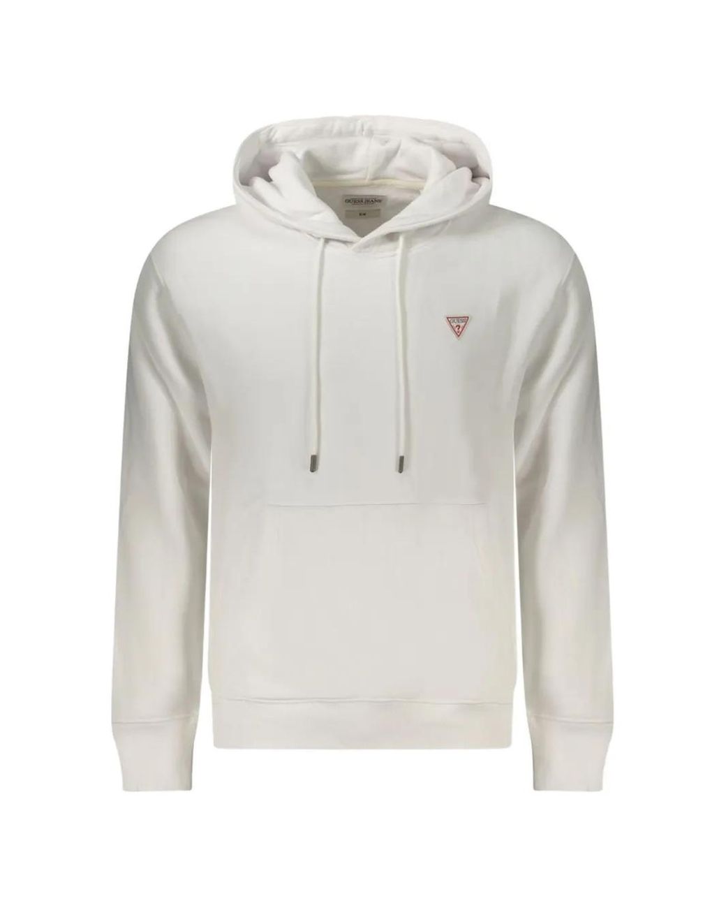 Guess Gray Logo-Patch Drawstring Hoodie for men