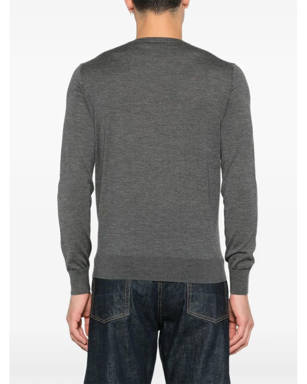 IVORY PARIS Gray Crew-Neck Long-Sleeve Sweater for men