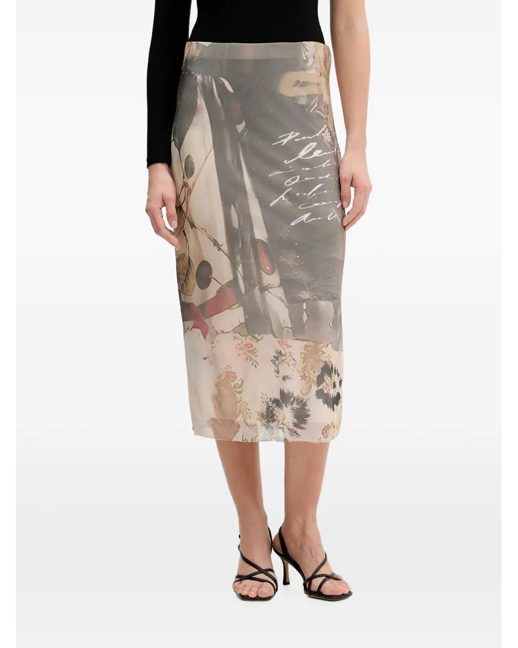 Desigual Multicolor Collage Midi Skirt