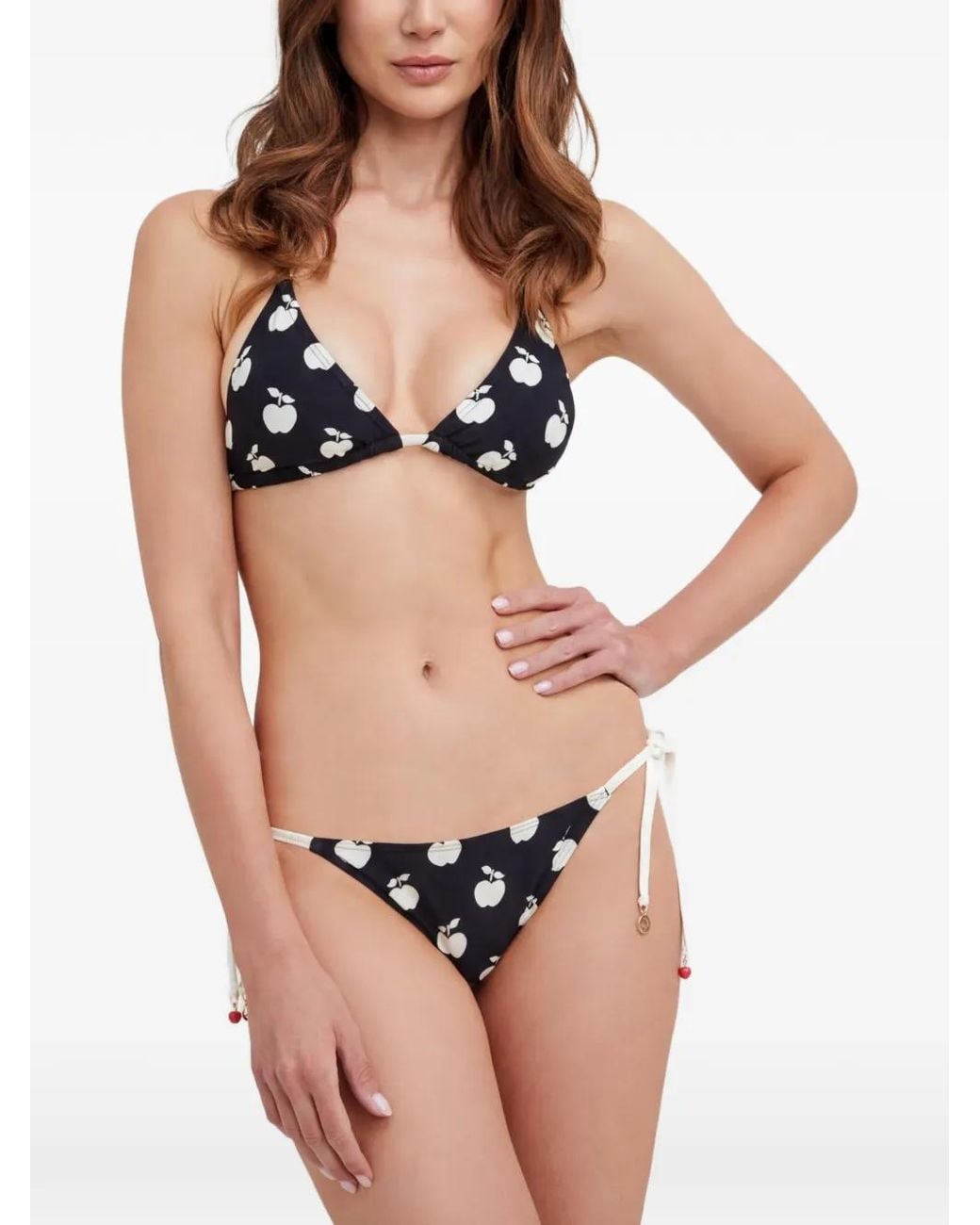 Kate Spade Black Apple-Print Triangle Bikini