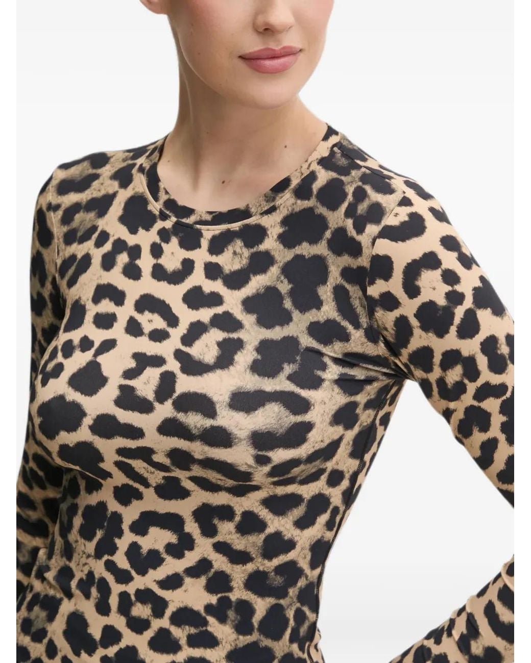 P.E Nation Black Leopard-Print Long-Sleeve T-Shirt