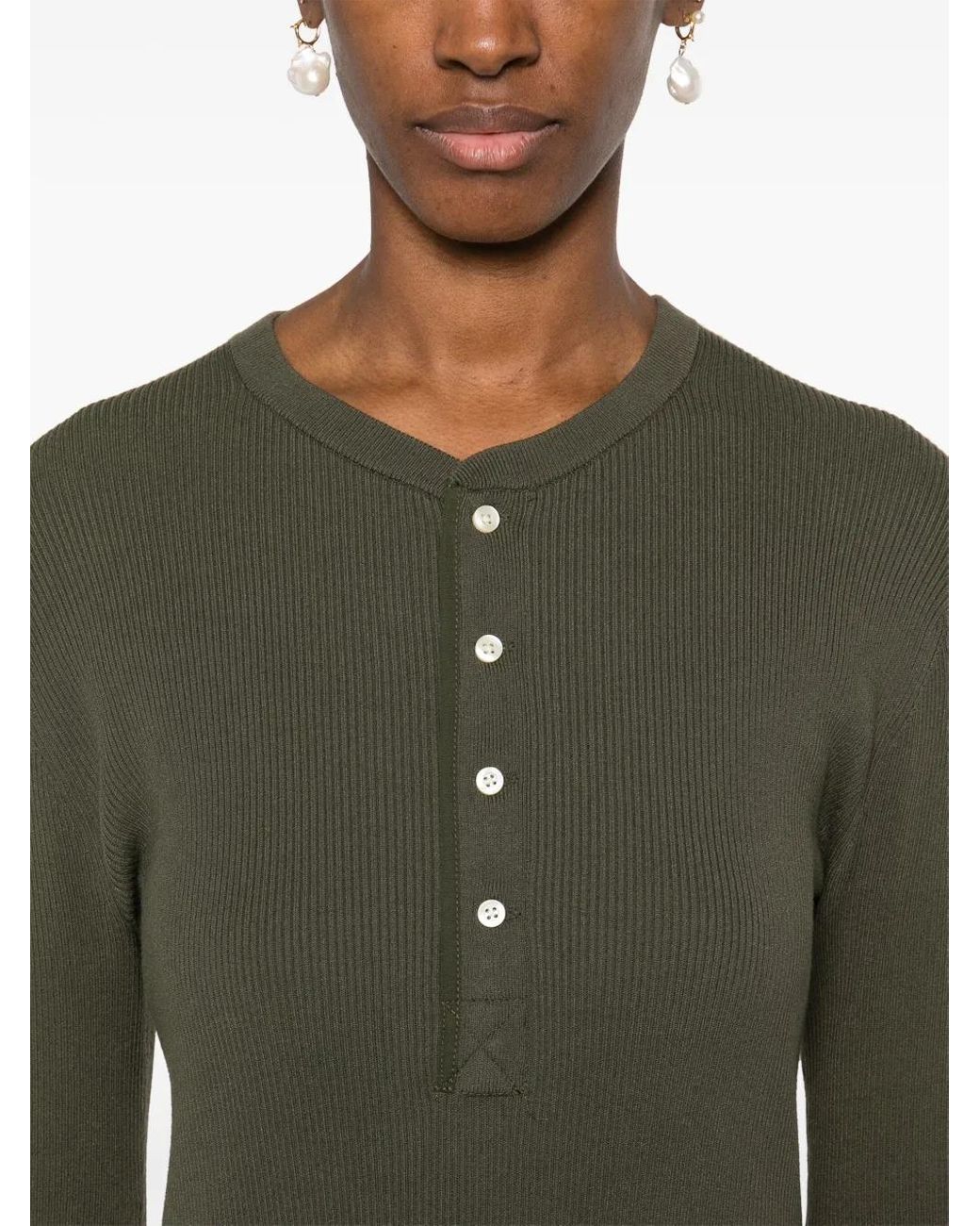 Polo Ralph Lauren Henley Mixed Media Dress in Green | Lyst