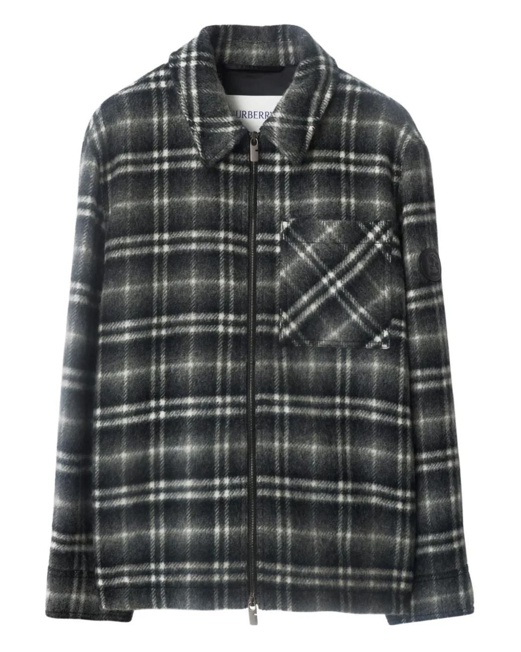 Burberry Black Oran Checked Zip Jacket for men
