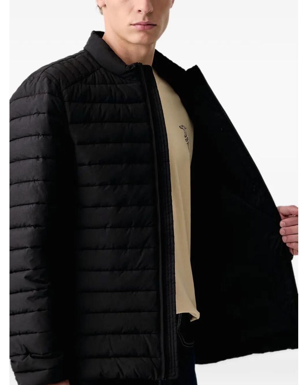 Trussardi Black Quilted Zip-Up Jacket for men