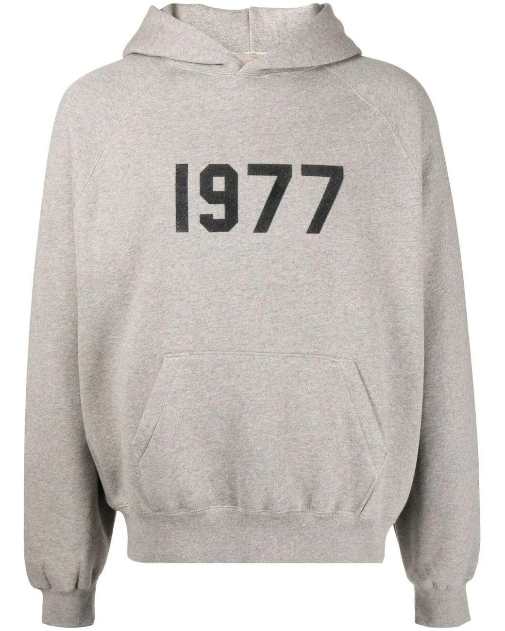 Fear Of God Gray Logo-Print Cotton Hoodie for men